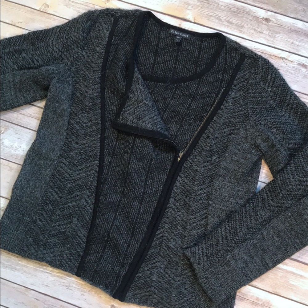 Eileen Fisher Asymmetrical Zip Knit Sweater
